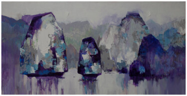 Painting titled "Dawn on Halong Bay…" by Khanh The Bui, Original Artwork, Acrylic