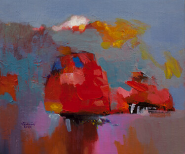 Schilderij getiteld "The Red Mountain No…" door Khanh The Bui, Origineel Kunstwerk, Acryl