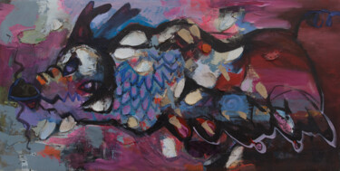 Malerei mit dem Titel "Mother Dragon" von Khanh The Bui, Original-Kunstwerk, Acryl