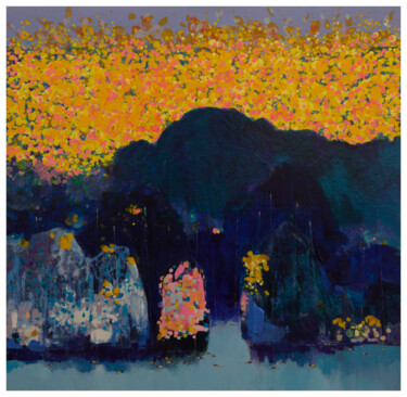 Flowers in Ha Long Bay Peinture intitulée "Flowers in Ha Long…" par Khanh The Bui, Œuvre d'art originale, Acrylique