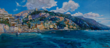 Pittura intitolato ""Positano"" da Khanlar Asadullayev, Opera d'arte originale, Olio