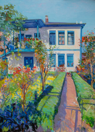 Pintura intitulada "The Artist's Garden" por Khanlar Asadullayev, Obras de arte originais, Óleo