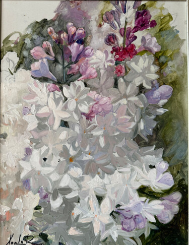 Schilderij getiteld "Lilac painting" door Khanlar Asadullayev, Origineel Kunstwerk, Olie