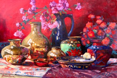Painting titled "Oriental Mood" by Khanlar Asadullayev, Original Artwork, Oil