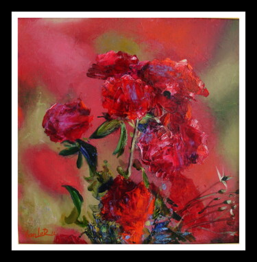 Peinture intitulée "Red Roses" par Khanlar Asadullayev, Œuvre d'art originale, Huile