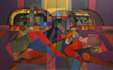 Peinture intitulée "Отражение. Диптих" par Zaza Kharabadze, Œuvre d'art originale, Huile Monté sur Châssis en bois