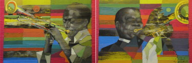 Картина под названием "The kings of Jazz.…" - Zaza Kharabadze, Подлинное произведение искусства, Масло Установлен на Деревян…