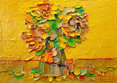 Painting titled "Sunflowers. Dedicat…" by Zaza Kharabadze, Original Artwork, Oil Mounted on Wood Stretcher frame