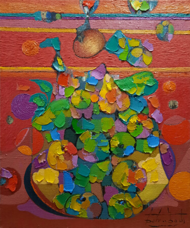 Peinture intitulée "Fruits" par Zaza Kharabadze, Œuvre d'art originale, Huile Monté sur Châssis en bois