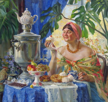 Malerei mit dem Titel "Лакомка" von Valeriy Kharchenko, Original-Kunstwerk, Öl