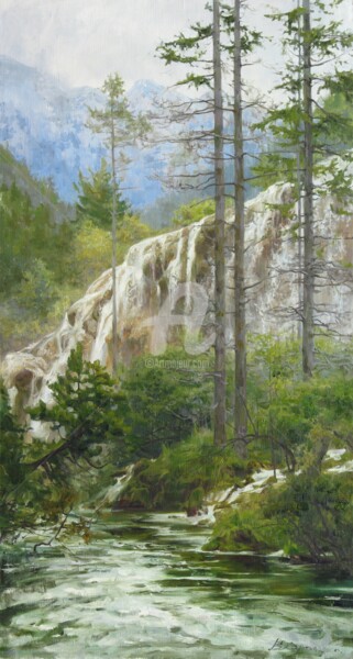 Pittura intitolato "Mountain streams" da Valeriy Kharchenko, Opera d'arte originale