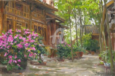 Pintura intitulada "Courtyard of weaver…" por Valeriy Kharchenko, Obras de arte originais