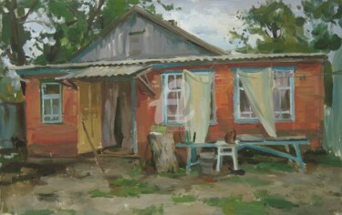 Malerei mit dem Titel "Grandmothers home" von Valeriy Kharchenko, Original-Kunstwerk