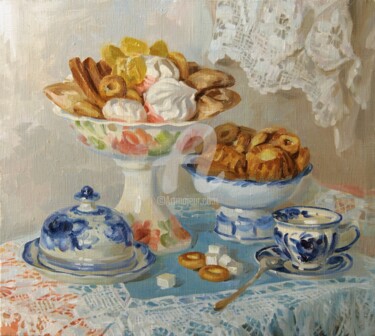 Painting titled "For tea" by Valeriy Kharchenko, Original Artwork