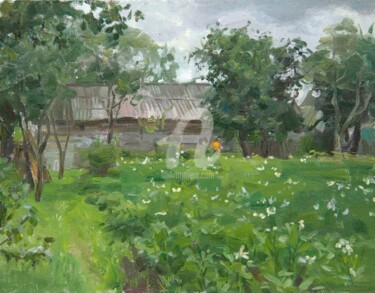 Peinture intitulée "The potato in bloss…" par Valeriy Kharchenko, Œuvre d'art originale