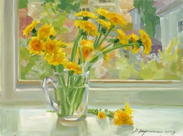 Painting titled "Dandelions" by Valeriy Kharchenko, Original Artwork, Oil