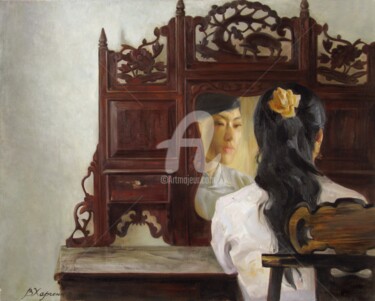 Painting titled "Old mirrow" by Valeriy Kharchenko, Original Artwork, Oil