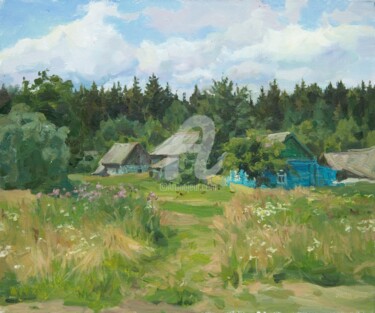 Картина под названием "Near the forest" - Valeriy Kharchenko, Подлинное произведение искусства