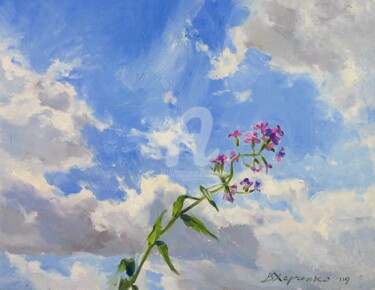 Картина под названием "Flower and sky" - Valeriy Kharchenko, Подлинное произведение искусства