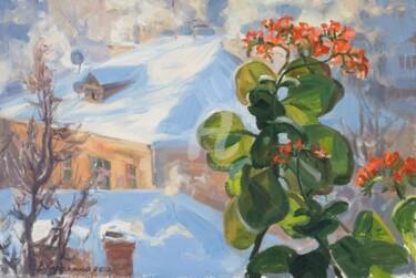 Malerei mit dem Titel "Blossoming in Febru…" von Valeriy Kharchenko, Original-Kunstwerk