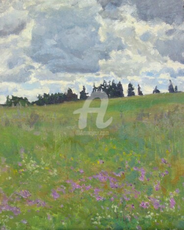 Картина под названием "Meadow is blooming" - Valeriy Kharchenko, Подлинное произведение искусства
