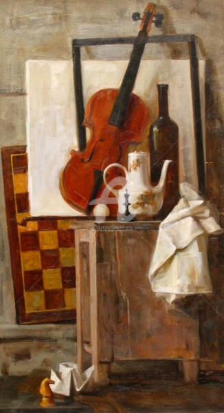 Pittura intitolato "Still-life with a v…" da Valeriy Kharchenko, Opera d'arte originale, Olio