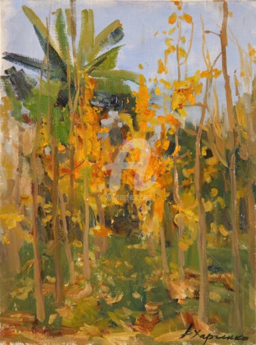Painting titled "Autumn. Golden gink…" by Valeriy Kharchenko, Original Artwork, Oil