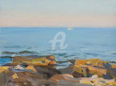 Painting titled "Coastal stones" by Valeriy Kharchenko, Original Artwork, Oil
