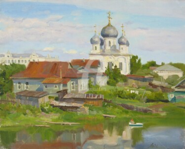 Painting titled "Summer. Old town" by Valeriy Kharchenko, Original Artwork, Oil