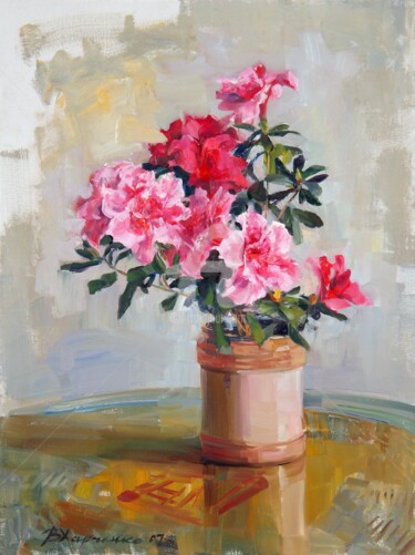 Картина под названием "Flowers of azalia" - Valeriy Kharchenko, Подлинное произведение искусства, Масло