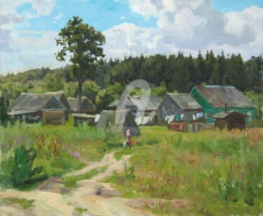 Картина под названием "Ivankovo village" - Valeriy Kharchenko, Подлинное произведение искусства, Масло