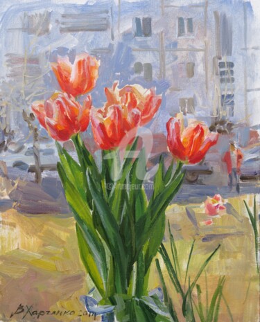Peinture intitulée "The spring comes ag…" par Valeriy Kharchenko, Œuvre d'art originale, Huile