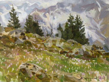 Painting titled "Spring on a norther…" by Valeriy Kharchenko, Original Artwork, Oil