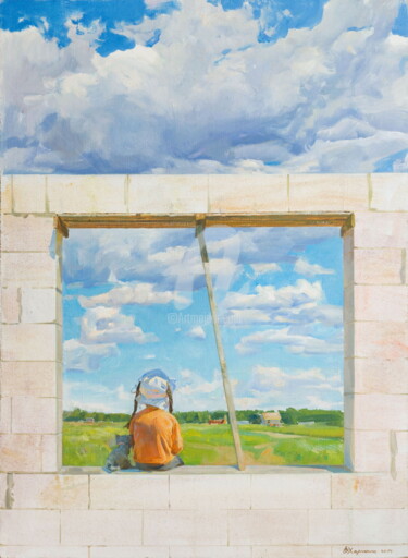 Ζωγραφική με τίτλο "Looking at the World" από Valeriy Kharchenko, Αυθεντικά έργα τέχνης, Λάδι