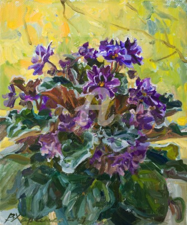 Painting titled "Violets  autumn" by Valeriy Kharchenko, Original Artwork