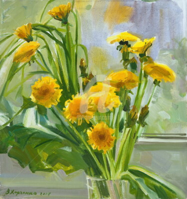 Painting titled "The sun's rays" by Valeriy Kharchenko, Original Artwork, Oil