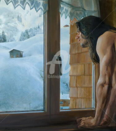 Painting titled "Under the snow the…" by Valeriy Kharchenko, Original Artwork, Oil