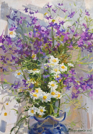 Malerei mit dem Titel "Meadow flowers" von Valeriy Kharchenko, Original-Kunstwerk, Öl