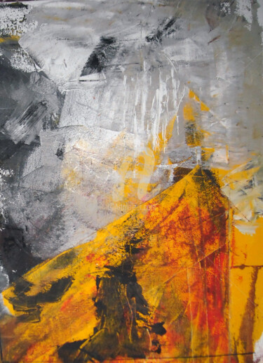 Peinture intitulée "yellow Mountain" par Khassif, Œuvre d'art originale, Autre