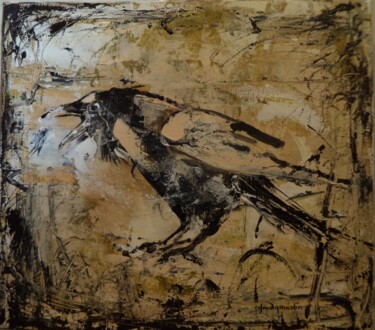 Painting titled "Series "Crows"" by Khatuna Qometiani, Original Artwork, Acrylic