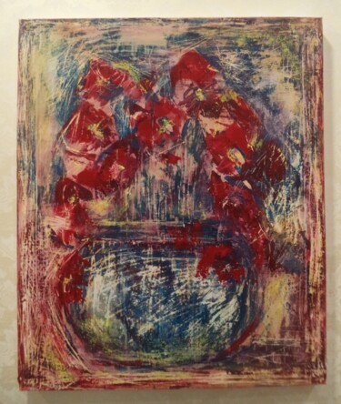 Картина под названием "Series "Flowers 32"." - Khatuna Qometiani, Подлинное произведение искусства, Акрил