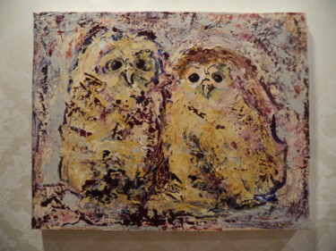 Painting titled ""Owls" series (moth…" by Khatuna Qometiani, Original Artwork, Acrylic
