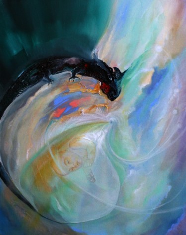 Картина под названием "Старые боги" - Валерий Семенихин, Подлинное произведение искусства, Масло Установлен на Деревянная ра…