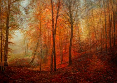 「Октябрь」というタイトルの絵画 Валерий Семенихинによって, オリジナルのアートワーク, オイル ウッドストレッチャーフレームにマウント