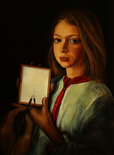 Painting titled "Зеркало" by Valerii Semenikhin, Original Artwork, Oil