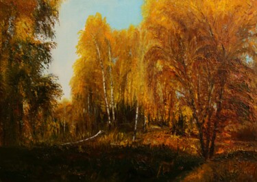 Painting titled "Окраина леса" by Valerii Semenikhin, Original Artwork, Oil Mounted on Wood Stretcher frame