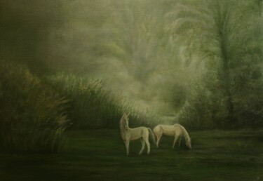 Картина под названием "Единорог" - Валерий Семенихин, Подлинное произведение искусства, Масло Установлен на Деревянная рама…