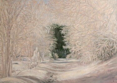 Malerei mit dem Titel "Зимний пейзаж" von Valerii Semenikhin, Original-Kunstwerk, Öl Auf Keilrahmen aus Holz montiert