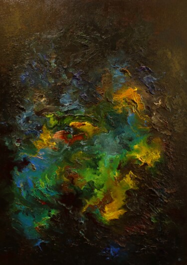 Painting titled "Прошлое будущего (K…" by Valerii Semenikhin, Original Artwork, Oil Mounted on Wood Stretcher frame