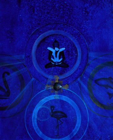 Картина под названием "Джамбудвипа" - Валерий Семенихин, Подлинное произведение искусства, Масло Установлен на Деревянная ра…